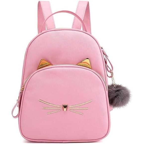Teens Women Small Cat Backpack Purse Pink - Picture 1 of 7